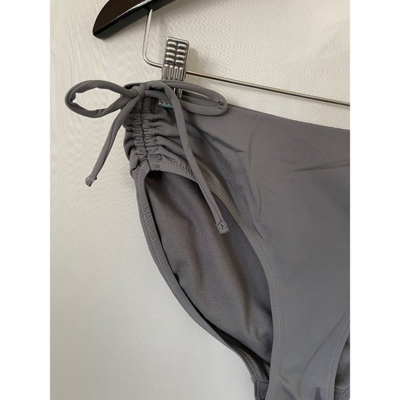 KANU Surf Solid Gray Gathered Adjustable Tie Sided Bikini Bottom - Size 10 - Picture 2 of 9